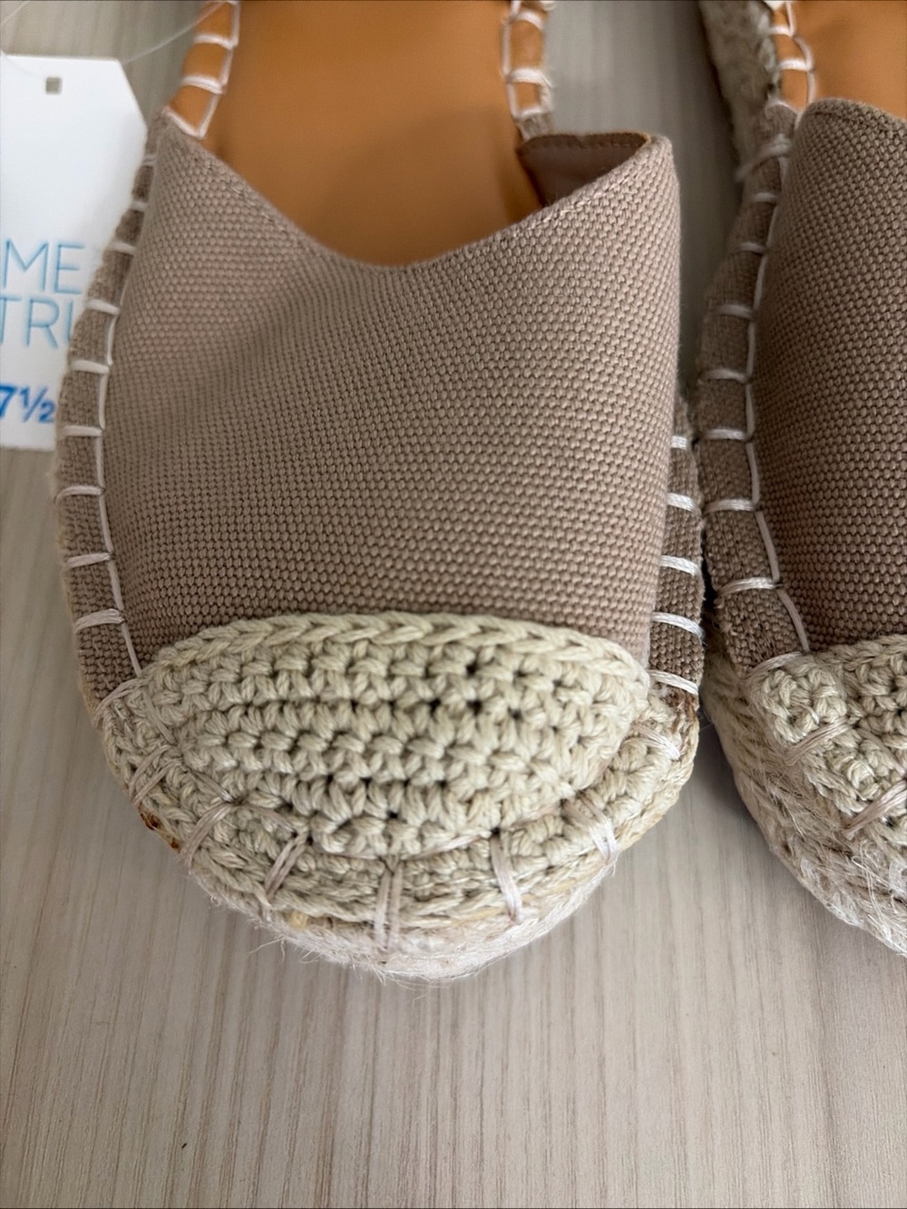 Time and Tru New! Taupe Canvas Espadrille Flats 7.5 - Picture 3 of 7